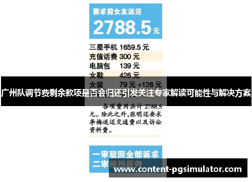 广州队调节费剩余款项是否会归还引发关注专家解读可能性与解决方案