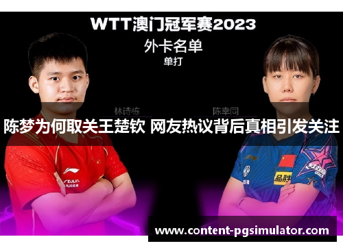 陈梦为何取关王楚钦 网友热议背后真相引发关注 陈梦为何取关王楚钦 网友热议背后真相引发关注